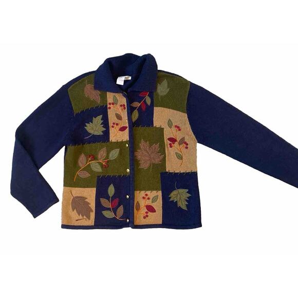 Womens Small Cardigan Embroidered Patchwork Vintage Casual Grandma Core Twee - Picture 2 of 9